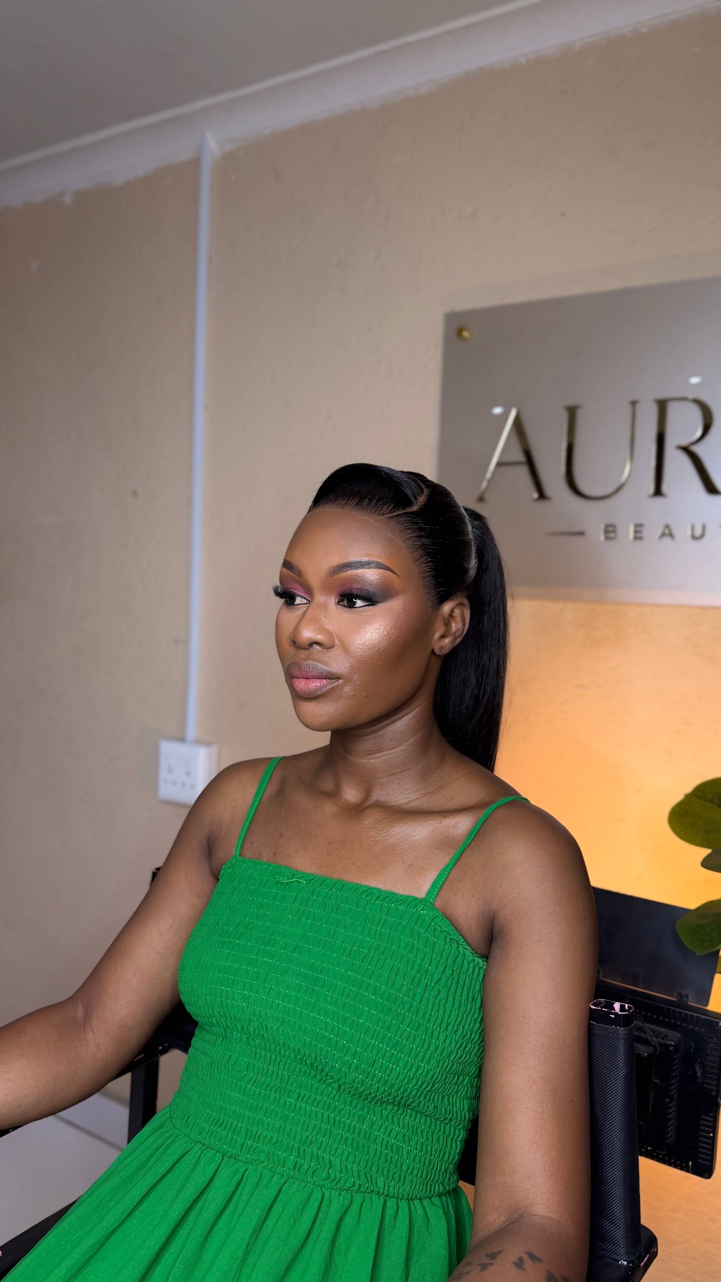 Frontal ponytail and make up