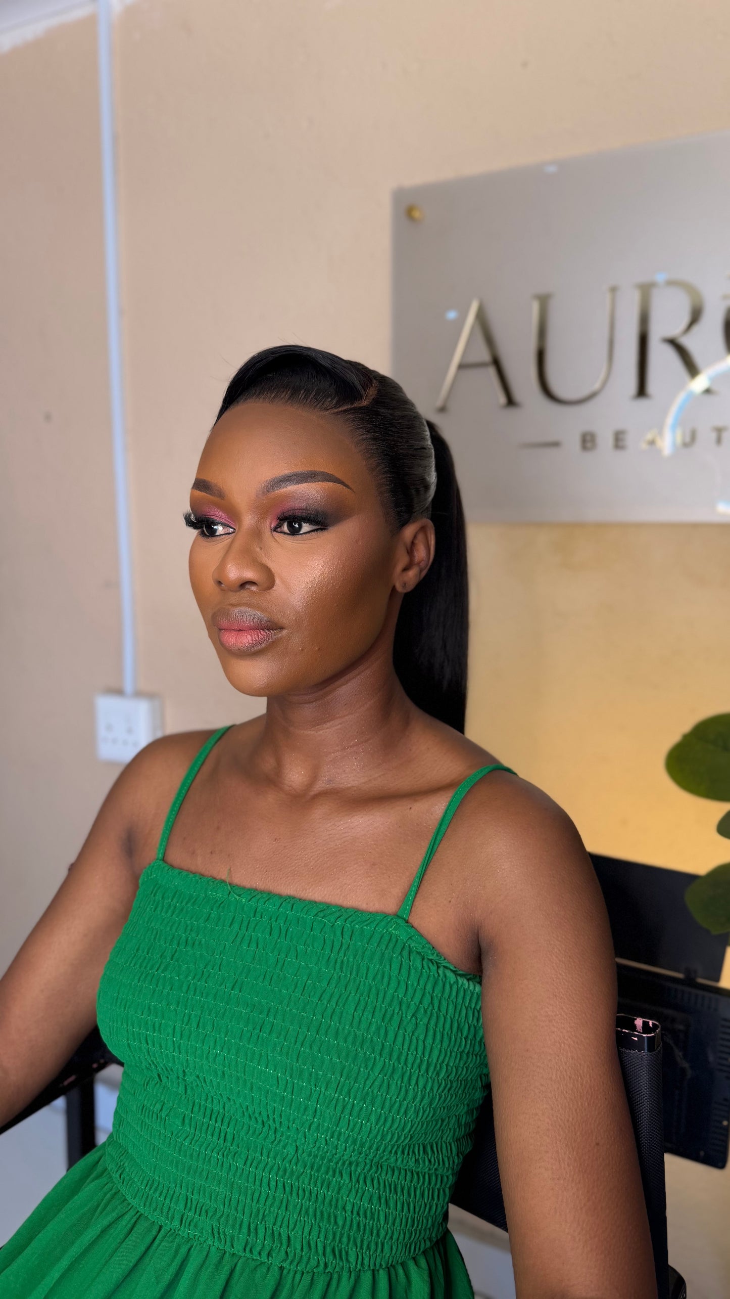 Frontal ponytail and make up
